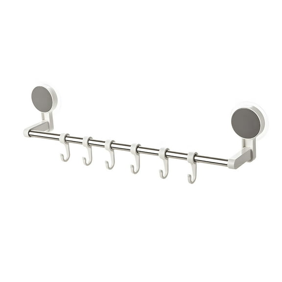 Hiroekza Suction Cup Hooks for Shower Bathroom - No-Drill Stainless Steel Towel Rack with Adjustable Hooks - Space Saving Storage for Towels, Robes White