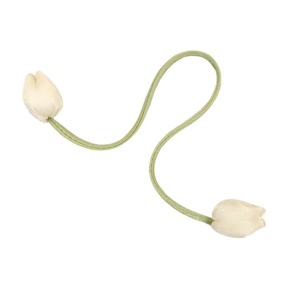 Hiroekza Tulips Hook Curtain Tiebacks Floral Fresh Sweet Decorations Easy to Use No Tools Needed for Windows Home Office Decor Beige