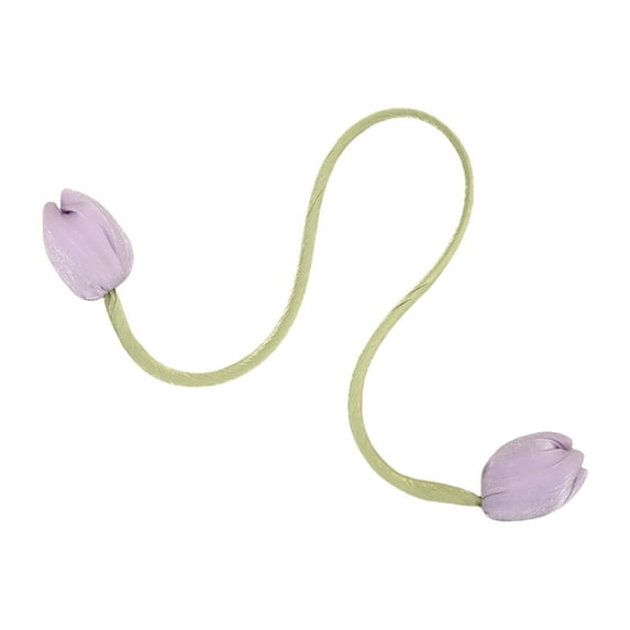 Hiroekza Tulips Hook Curtain Tiebacks Floral Fresh Sweet Decorations Easy to Use No Tools Needed for Windows Home Office Decor Purple