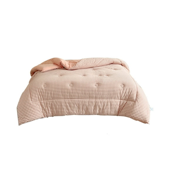 Hiroekza Twin Size Comforter Thickened Spring and Fall Quilt 100% Cotton Lightweight Microfiber Soybean Fiber Skin-friendly Quilt 59x78in Soft Bed Coverlet for All Seasons Pink