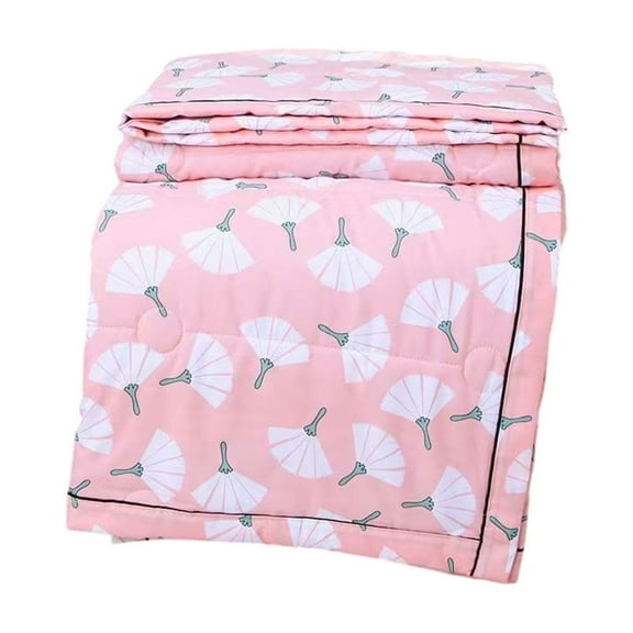 Hiroekza Twin Size Cotton Summer Comforter Cooling Blanket for Hot Sleepers Skin Friendly Breathable Plain Printed Summer Quilt Cooling Sheets for Home Office Dormitory 150x200cm Pink