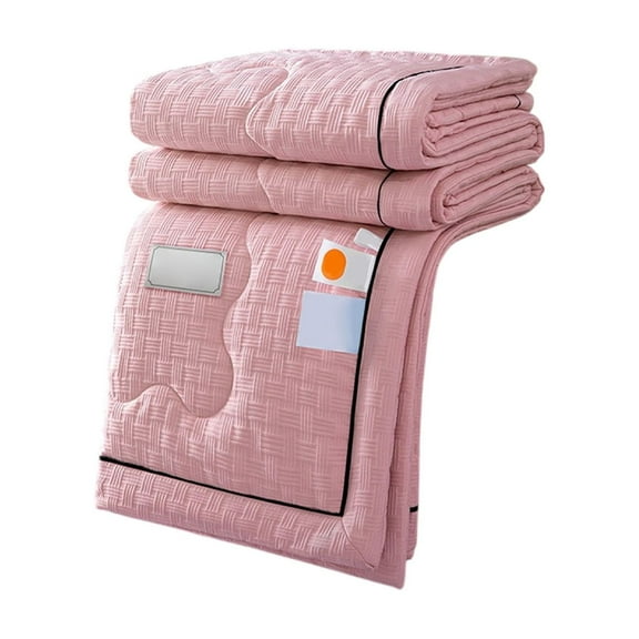 Hiroekza Twin Size Cotton Summer Comforter Cooling Blanket for Hot Sleepers Skin Friendly Breathable Plain Printed Summer Quilt Cooling Sheets for Home Office Dormitory 150x200cm Pink