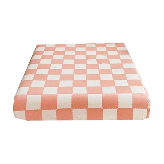 Hiroekza Twin Size Fitted Sheet, Bed Sheet – Winter Warm, Breathable, Non-Slip Quilted, Classic Checkerboard Design, Soft Cotton Fabric for Skin Care Pink