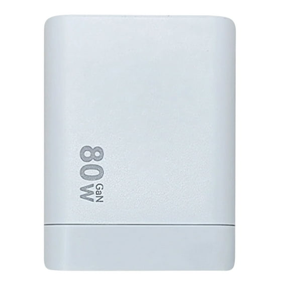 Hiroekza USB C PD Fast Charger Block 80W Retractable Phone Charger Wall Plug with Scalable Fast Charging Module Type C Cable & 2 USB Ports for Phone Laptop Travel Home Office UK Standard White