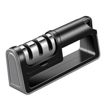Hiroekza Ultimate 3-in-1 Knife Sharpener - Precision Sharpening for Kitchen, Pocket & Hunting Knives with Durable ABS & Stainless Steel Design Black