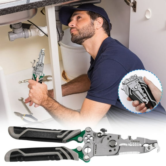 Hiroekza Ultimate Multi-Tool Electrician's Folding Stripper & Cutter - Precision Stripping, Crimping & Cutting All-in-One