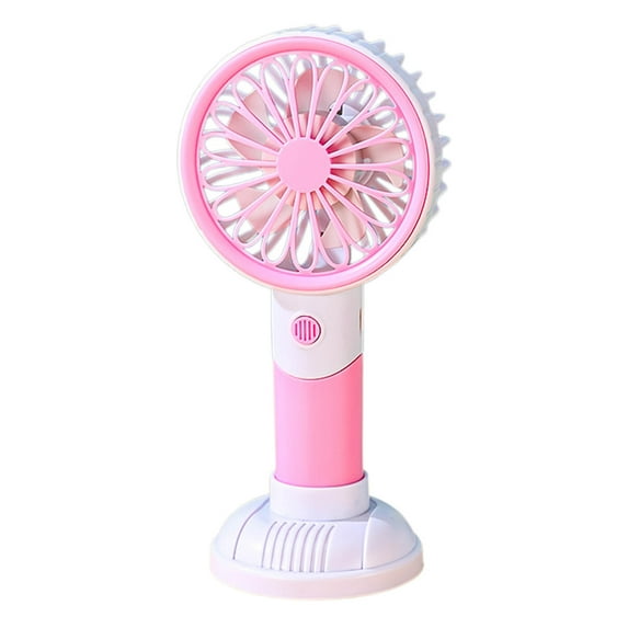 Hiroekza Ultra-Quiet USB Handheld Fan with Stand Base - Portable Mini Fan for Desk, Travel & Student Use with Rechargeable Battery Pink