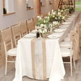 thumbnail image 1 of Hiroekza Vintage Burlap Lace Table Runner 72 Inch Long - Elegant Jute Linen Kitchen Table Runners for Wedding, Party & Farmhouse Table Centerpiece Decor Khaki, 1 of 9
