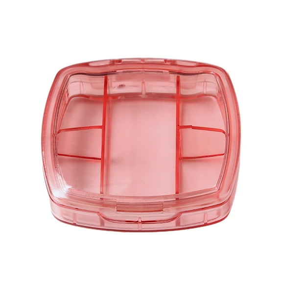 Hiroekza Vitamin Pill Organizer Medicine Organizer Compact Portable 5 Compartment Vitamin Box with Sealed Clear Strips, 8.5×8.5×2.5cm, for Travel Morning Afternoon Night Use Pink