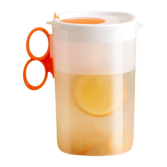 Hiroekza Water Pitcher with Lid and Spout 1.5L Eco-Friendly Plastic Carafe for Hot/Cold Beverages, Lemonade, Iced Tea Large Handle, Wide Mouth, Portable Design Orange