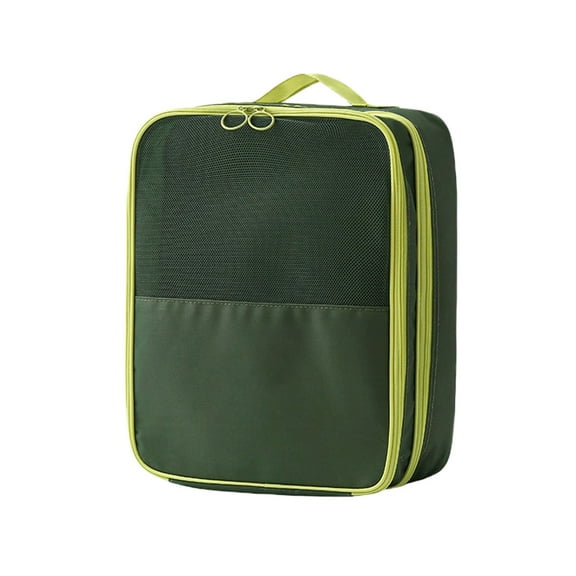 Hiroekza Waterproof Travel Shoe Organizer - 3 Compartment Portable Shoe Bag for Luggage Green