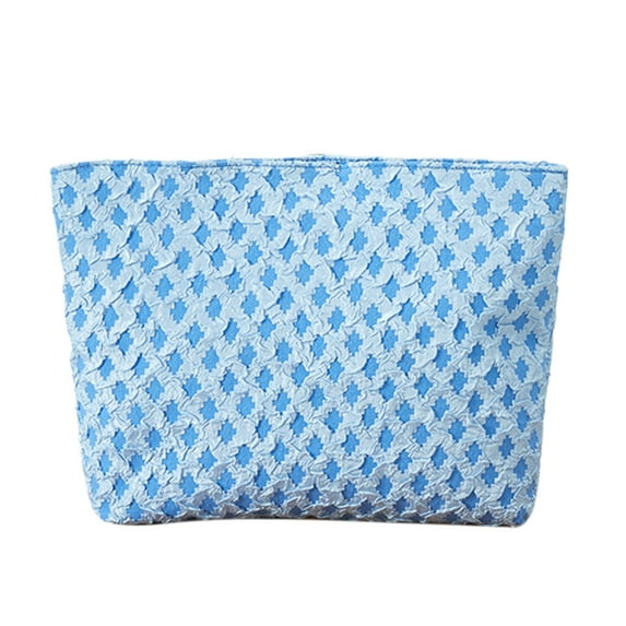 Hiroekza Waterproof Travel Toiletry Bag - Compact Makeup Bag, Multi-Pocket Cosmetic & Stationery Organizer 10 x 7 Inch Blue