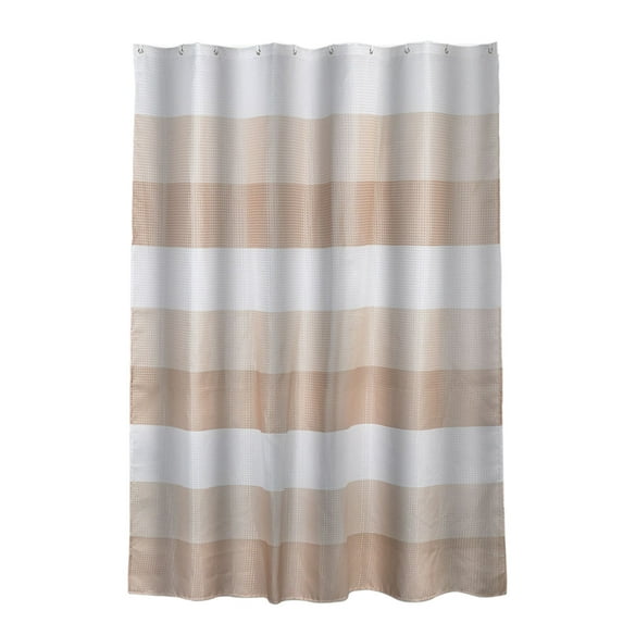 Hiroekza Weave Shower Curtain Liner Heavy Duty Polyester Fabric Waterproof Washable Antimicrobial Mold & Mildew Resistant with 12 Hooks for Bathroom 70.7x70.7in Khaki