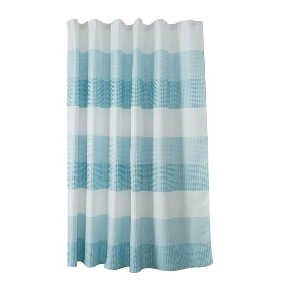 Hiroekza Weave Shower Curtain Liner Heavy Duty Polyester Fabric Waterproof Washable Antimicrobial Mold & Mildew Resistant with 12 Hooks for Bathroom 70.7x70.7in Blue