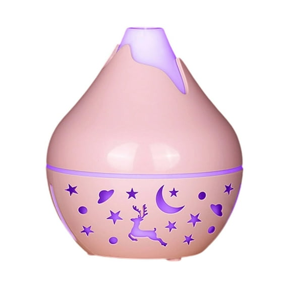 Hiroekza Wood Grain Humidifier with Color-Changing Night Light & Aromatherapy - USB-Powered, Silent Mist Device for Home, Office, and Car Pink