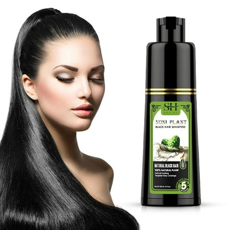 Hiroke Instant Black Hair Dye Shampoo for Grey , Natural Instant Hair Dye Hair Shampoo 250ml(Black)