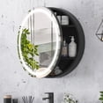 thumbnail image 1 of Hironpal 24 In Black Round Lighted Medicine Cabinet for Bathroom with Anti-Fog Dimmable LED Mirror,Wall Mounted, 1 of 7