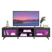 Hironpal 63 Modern TV Stand for TVs up to 70, LED Entertainment Center Media TV Console Shelf with Storage,Black
