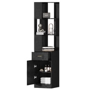 Hironpal 71 Salon Station for Hair Stylist, Corner Barber Station with Storage & Drawers,Beauty Salon Spa Equipment,Black