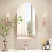 Hironpal Arched Medicine Cabinet with Mirror, 16" x 31" Semi Metal Framed Led Medicine Cabinet Wall Mount with Storage for Bathroom, Living Room,Rose Gold