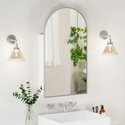 Hironpal Bathroom LED Medicine Cabinet, Surface Mount Arched Mirrored Medicine Cabinet with Adjustable glass shelves for Bathroom, Kitchen, Living room,19.8"x 35.4",Brushed Silver