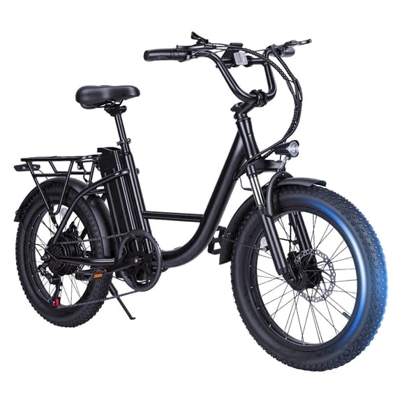 Hironpal Electric Bike, 20"x3" Fat Tire, 48V 15AH Battery, Class 2, Fits Riders 5'2" - 6'1",Adults,UL 2849,Black