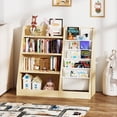 thumbnail image 1 of Hironpal Wooden Kids Bookshelf, 5 Tier Toddler Bookcase and 4 Tier Toy Storage Organizer for Playroom,Burlywood, 1 of 6