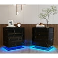 thumbnail image 1 of Hironpal LED Nightstand Set of 2, Modern Bedside Table with 3 Drawers and RGB LED Light ,High Gloss End Table, 1 of 8
