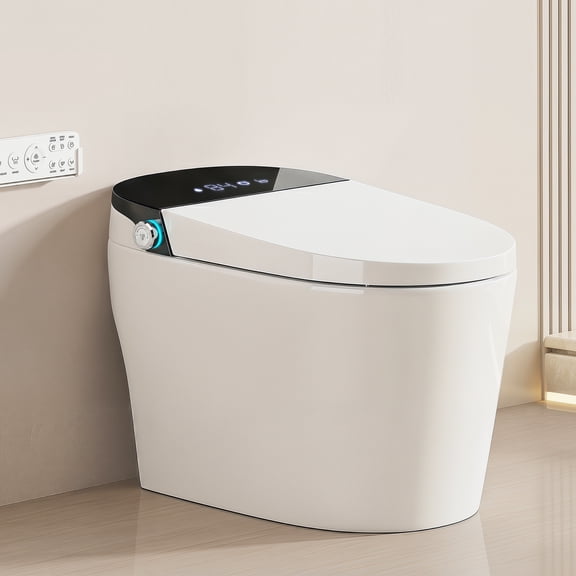 Hironpal Smart Toilet with Built in Bidet,Warm Sprayer and Dryer,Heater Seat Toilet with LED Display,Remote Control,White