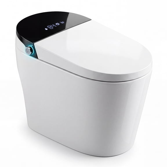 Hironpal Smart Toilet with Built in Bidet,Warm Sprayer and Dryer,Heater Seat Toilet with LED Display,Remote Control,White