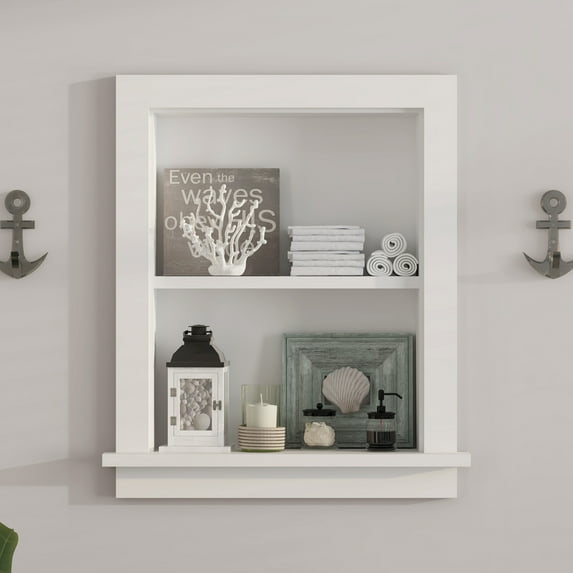 Hironpal White 2-Tier Recessed 15x18 Wall Niche Medicine Cabinet Replacement, in The Wall Bathroom Cabinet Insert Shelf/Shelves