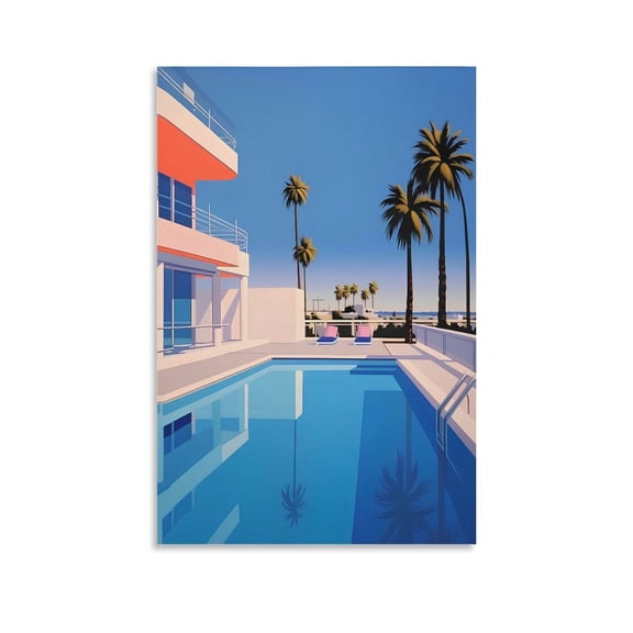 Hiroshi Nagai Swimming Pool 2 Framed Wall Art Poster Poster Cool Artworks Painting Wall Art Canvas Prints Hanging Picture Home Decor Posters Gift 12x18inch(30x45cm)