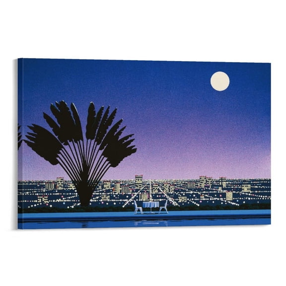 Hiroshi Nagai Tropical Modern Landscape 2 Framed Wall Art Poster Room Aesthetic Poster Print Art Wall Painting Canvas Posters Gifts Modern Bedroom Decor 12x18inch(30x45cm)