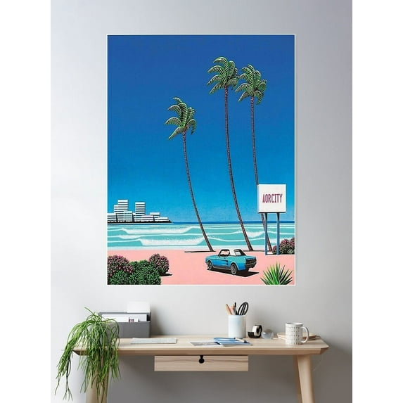 Hiroshi Nagai Vaporwave Poster Wall Art, Modern Wall Decor For Living Room Bedroom, 8x12 UNFRAMED
