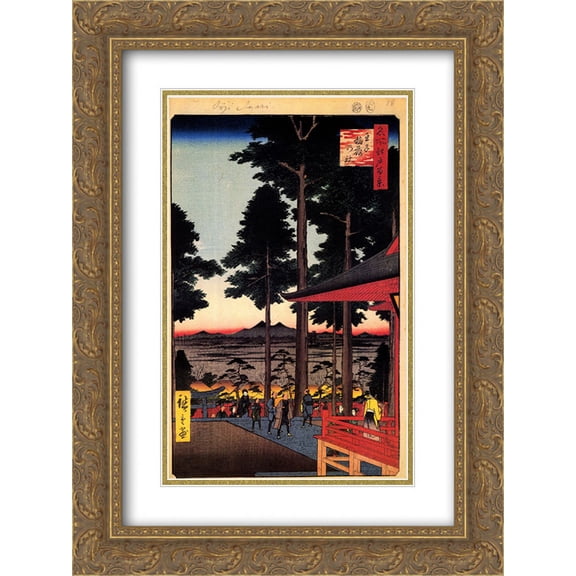 Hiroshige 2x Matted 18x24 Gold Ornate Framed Art Print 'The Inari Shrine at Oji'