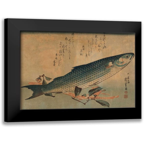 Hiroshige, Ando 14x11 Black Modern Framed Museum Art Print Titled - Striped mullet, 1834
