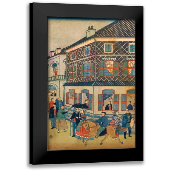 Hiroshige, Utagawa 17x24 Black Modern Framed Museum Art Print Titled - Foreign business district in Yokohama #1