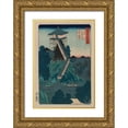 thumbnail image 1 of Hiroshige, Utagawa 23x32 Gold Ornate Wood Framed with Double Matting Museum Art Print Titled - Stone image of the Bodhisattva of Mercy at Kasamori Temple in Kazusa (Kazusa kasamori dera iwatsukur, 1 of 4
