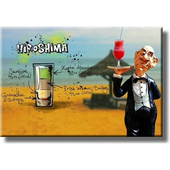 Hiroshima Cocktail Recipe Drink Picture on Stretched Canvas, Wall Art Decor, Ready to Hang!