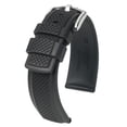 thumbnail image 1 of Hirsch Accent Caoutchouc Watch Strap - Black - L - 24mm / 22mm - Shiny Silver Buckle - Premium Caoutchouc Band, 1 of 8