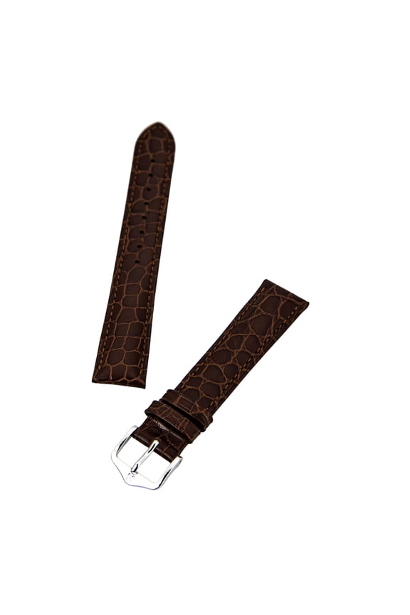 Aristocrat 's Brown 18 mm Wide Crocodile Pattern Calf Leather Strap