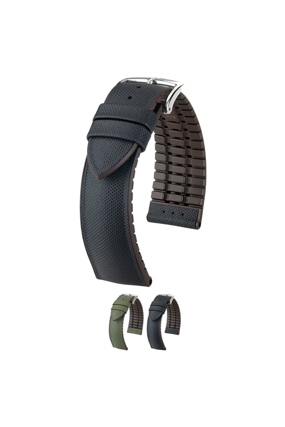 Arne Leather Watch Strap - Black - L - 18mm - Shiny Silver Buckle - Calf Leather - Performance Band