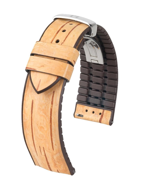 Birch Wooden Watch Strap - Beige - L - 22mm - Natural Rubber - Quick Release