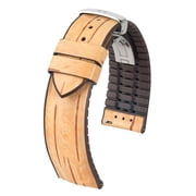 Hirsch Birch Wooden Watch Strap - Beige - L - 22mm - Natural Rubber - Quick Release