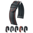 thumbnail image 1 of Hirsch George Embossed Leather Watch Strap - Black - L - 24mm - Silver Buckle, 1 of 9