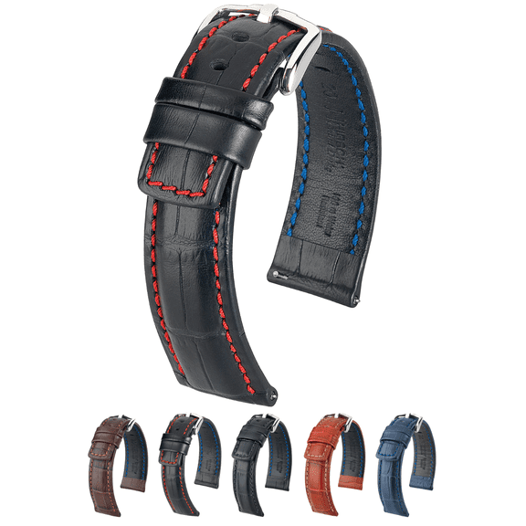 Hirsch Grand Duke Leather Watch Strap - Black - L - 24mm - Water Resistant