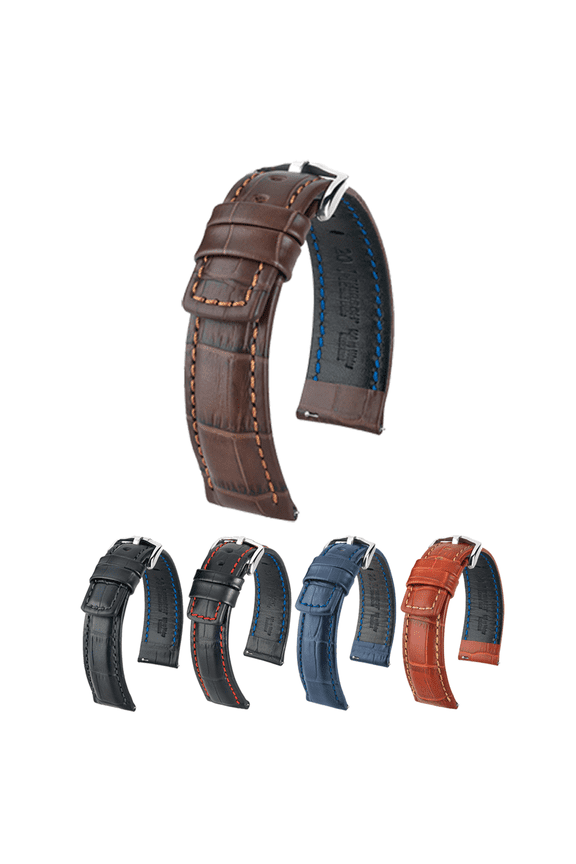 Grand Duke Leather Watch Strap - Brown - L - 18mm - Silver Buckle - Water Resistant