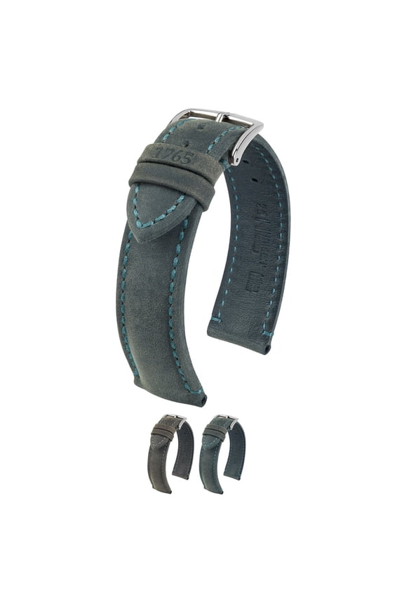 Heritage Leather Watch Strap - Teal - L - 22mm - Shiny Silver Buckle - Artisan Calf Leather Band