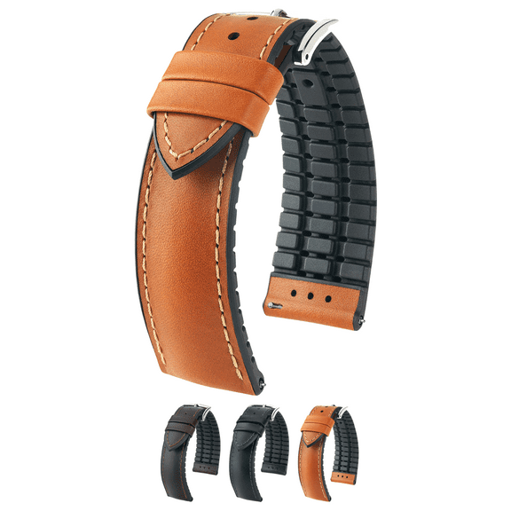 Hirsch James Leather Watch Strap - Golden Brown - L - 20mm - Silver Buckle