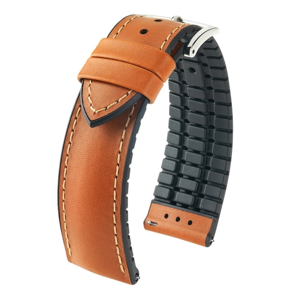 Hirsch James Leather Watch Strap - Golden Brown - M - 20mm - Silver Buckle - Calf Leather